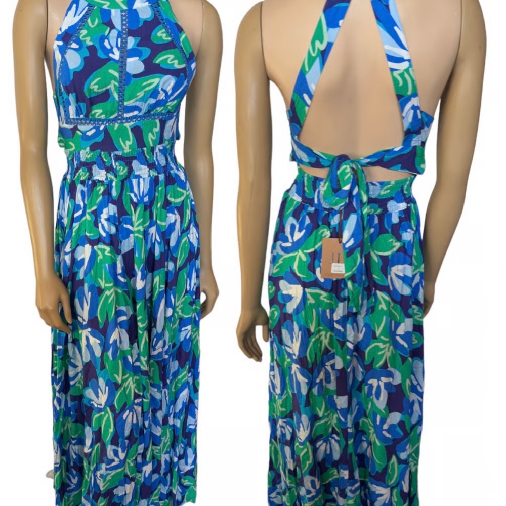 Blue and Green Maxi Dress